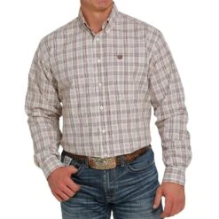 Cinch Men's Plaid Print Button-Down Shirt