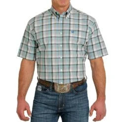 Cinch Men's Short Sleeve Plaid Button-Down Shirt