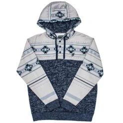 Hooey Men's Jimmy 1/4 Button-Down Aztec Print Hoodie