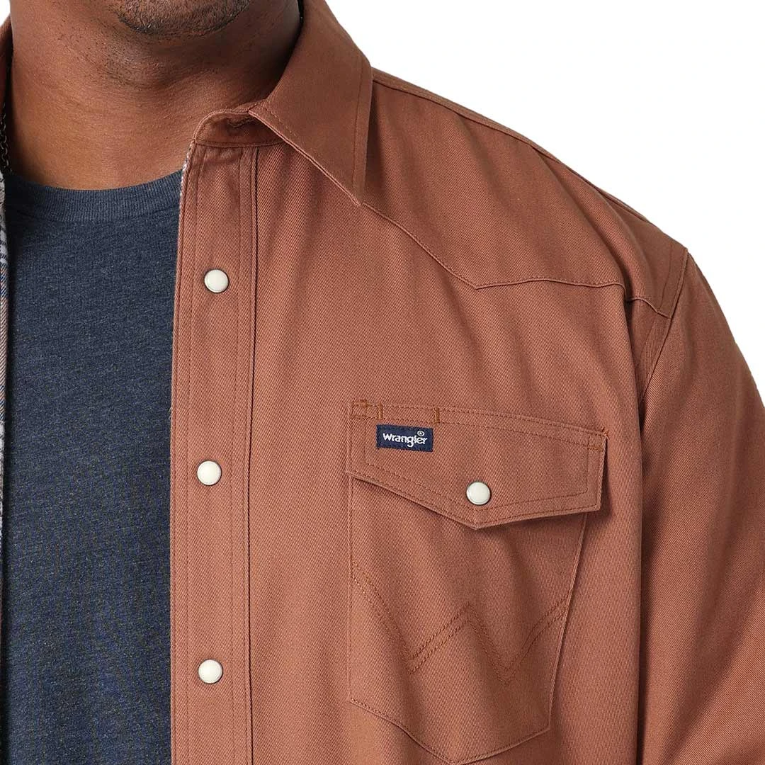 Wrangler Men's Flannel Lined Solid Snap Work Shirt - Image 4