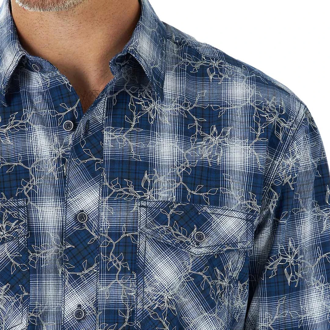 Wrangler Men's Retro Floral Plaid Print Button-Down Shirt - Image 3