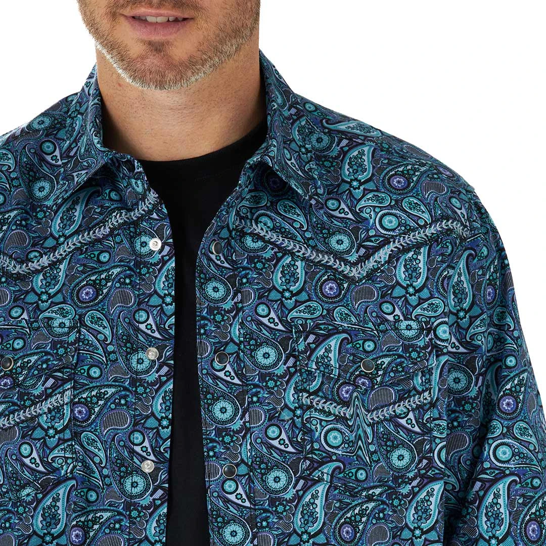 Wrangler Men's Rock 47 Paisley Print Snap Shirt - Image 3