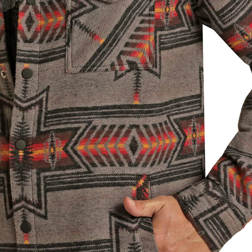 Rock & Roll Cowboy Men's Aztec Shirt Jacket - Image 3