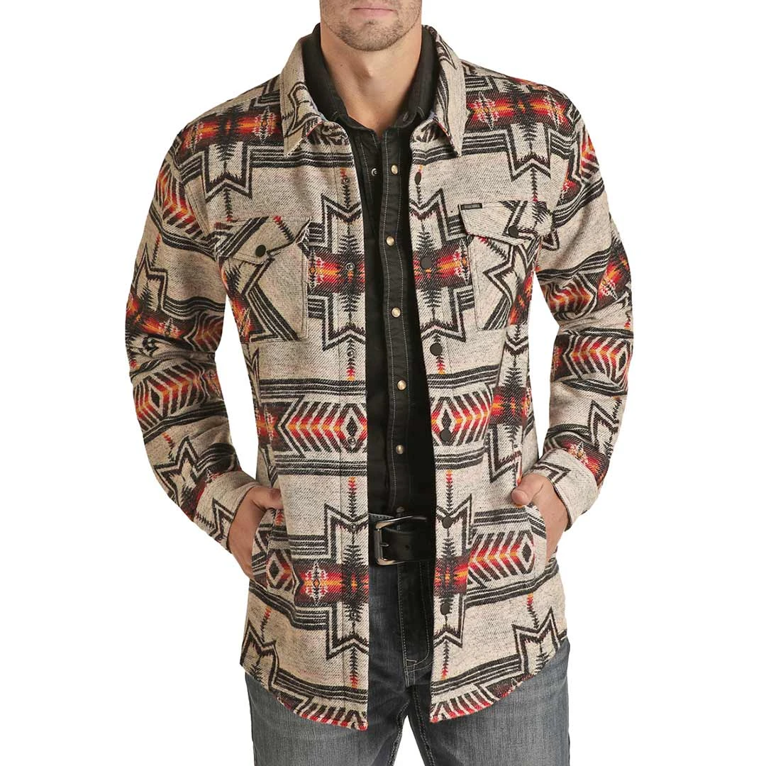 Rock & Roll Cowboy Men's Aztec Shirt Jacket - Image 4