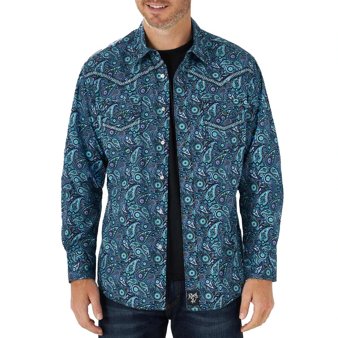 Wrangler Men's Rock 47 Paisley Print Snap Shirt