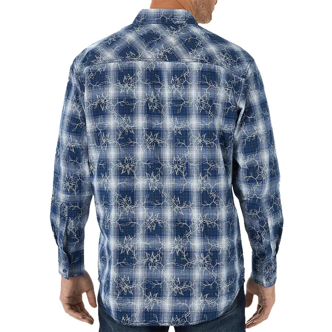 Wrangler Men's Retro Floral Plaid Print Button-Down Shirt - Image 2