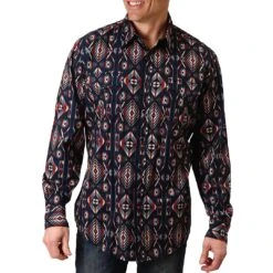 Roper Men's Geometric Print Snap Shirt