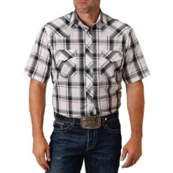 Roper Men's Short Sleeve Plaid Snap Shirt