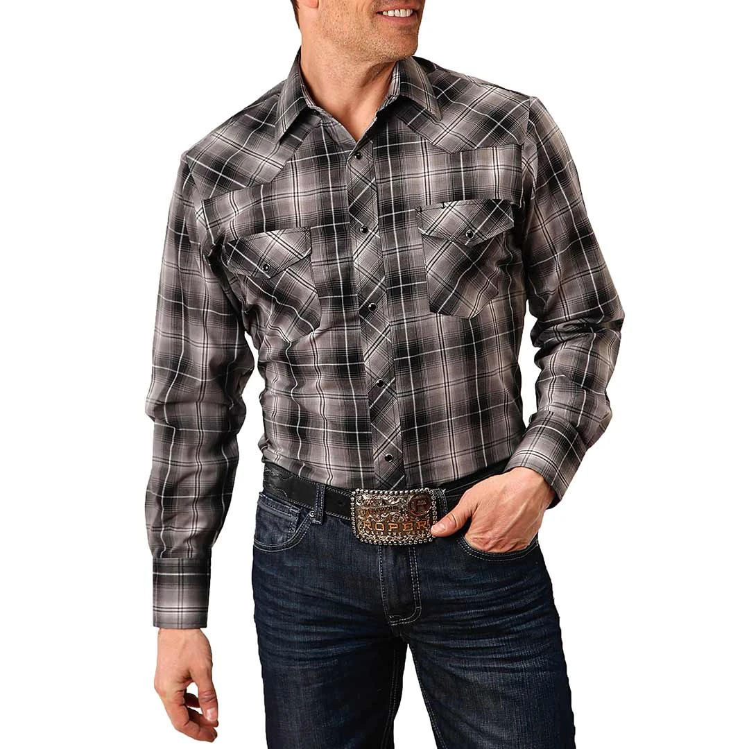 Roper Men's Windowpane Plaid Snap Shirt