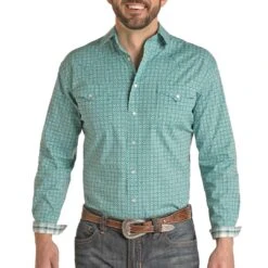 Rough Stock Men's Geometric Print Snap Shirt