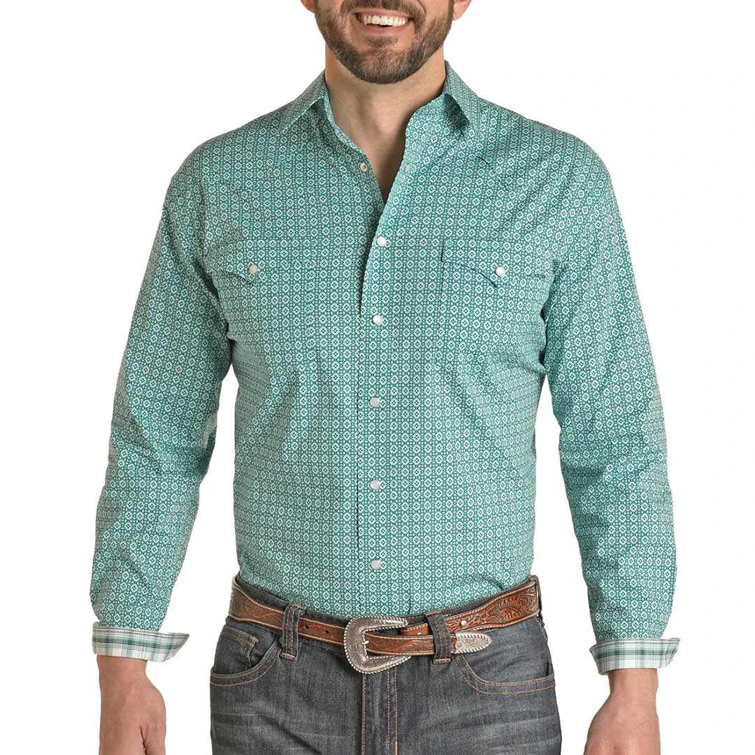 Rough Stock Men's Geometric Print Snap Shirt