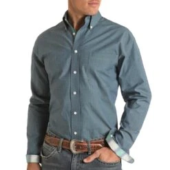Rough Stock Men's Micro Dot Print Button-Down Shirt