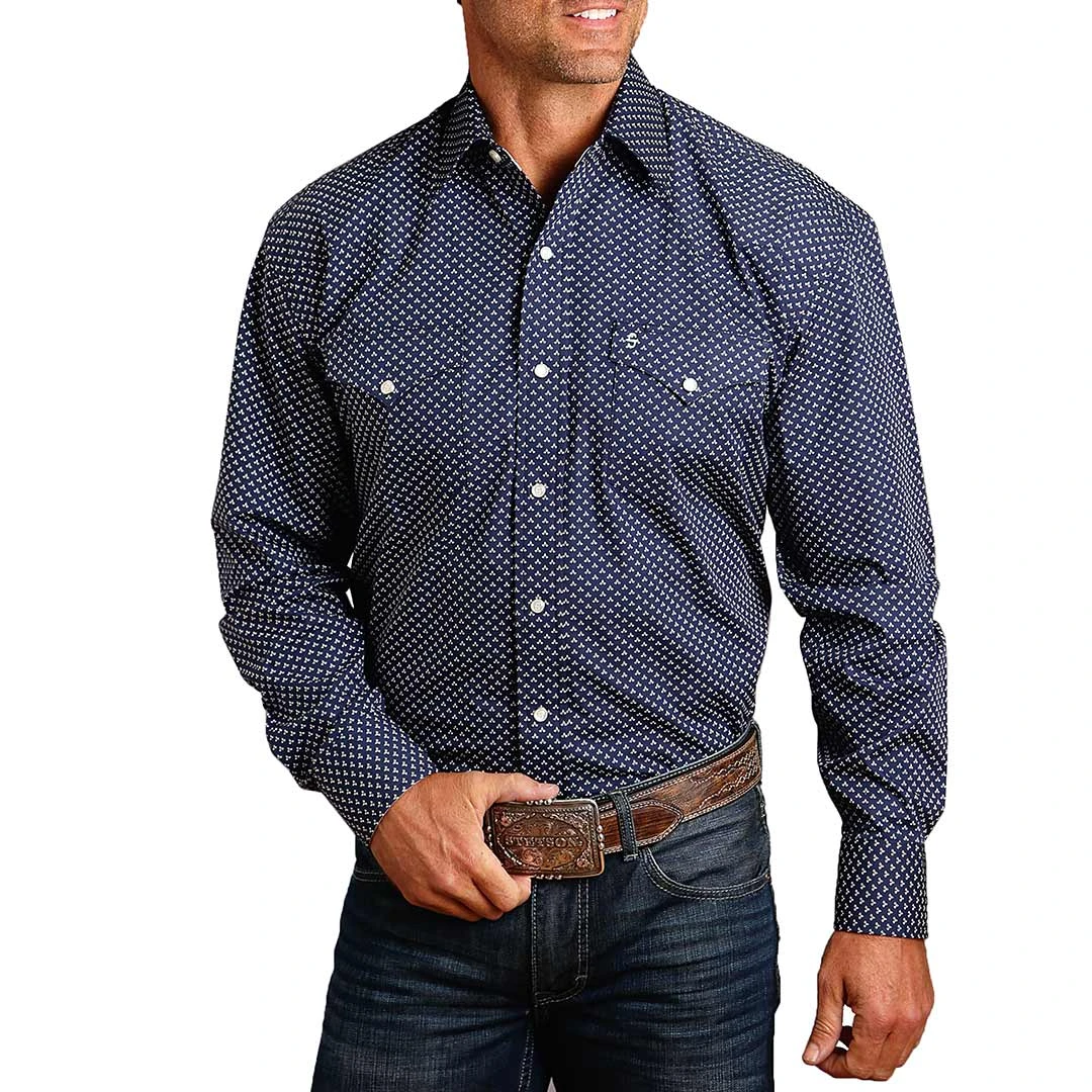 Stetson Men's Mini Geometric Print Snap Shirt